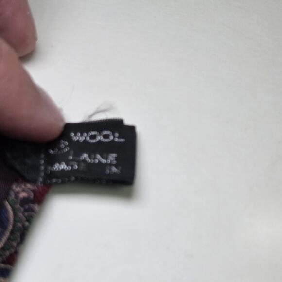 Marshall Field’s Made in England Wool Paisley Tie Burgundy Green Blue 3.25” Wide - Picture 9 of 10